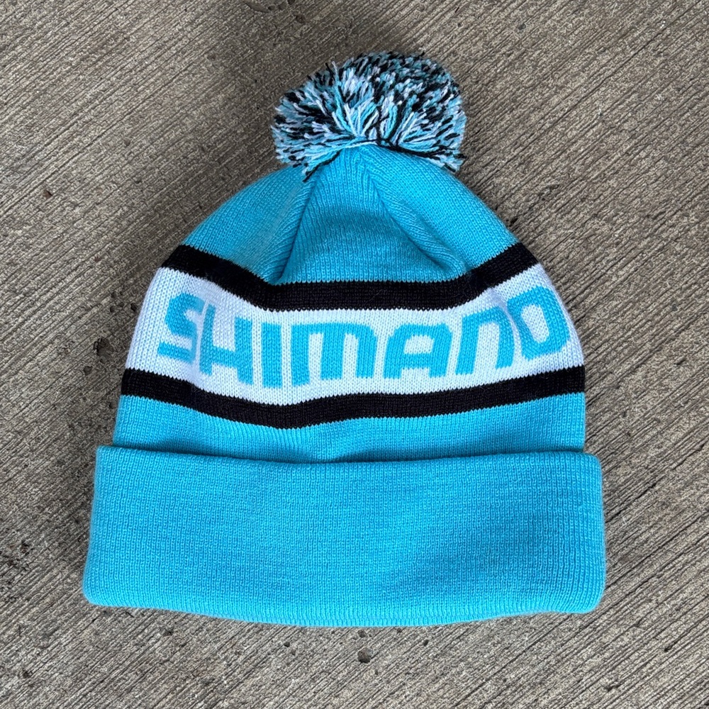 Shimano Turquoise Knit Beanie with Pom-Pom